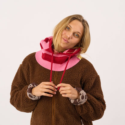Balaclava - Striped, pink and burgundy