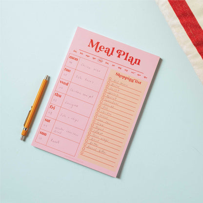 Weekly Meal Planner & Shopping List Pad A5 - Pink & Red