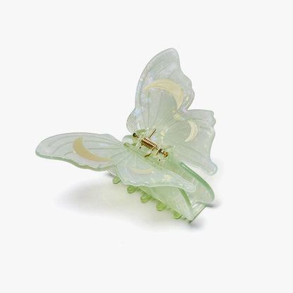 Light Green Acetate Lunar Moth Hair Claw Clip with Crescent Moons