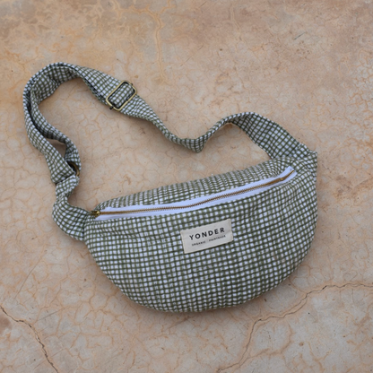 Organic Cotton Bum Bag in Fern Check