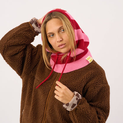 Balaclava - Striped, pink and burgundy