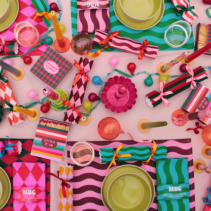 Pink and Maroon Stripe Pattern Christmas Crackers
