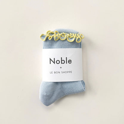 The Petite Ruffled Modal Socks - Baby Blue / Butter Yellow
