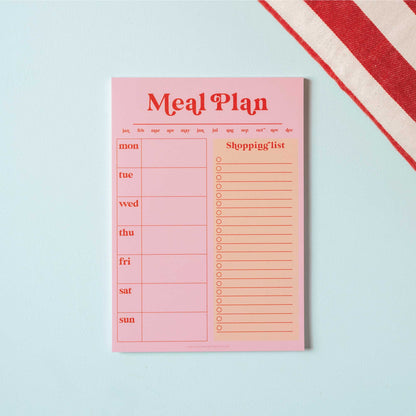 Weekly Meal Planner & Shopping List Pad A5 - Pink & Red
