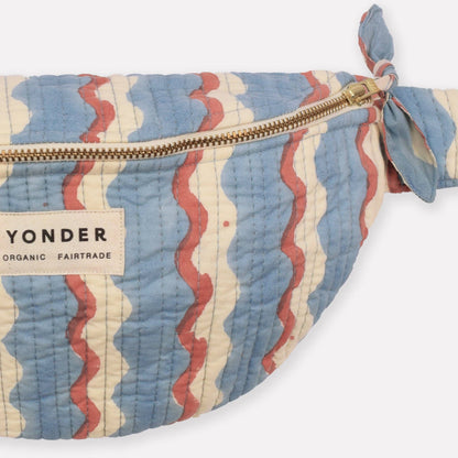 Cotton Quilted Bumbag in Sky Wiggle