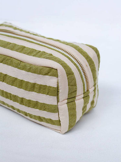 Pistachio Seersucker Dopp Cosmetic Bag