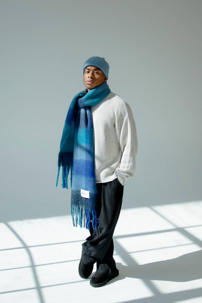 Recycled Materials Reykjavik Scarf - Blue Check