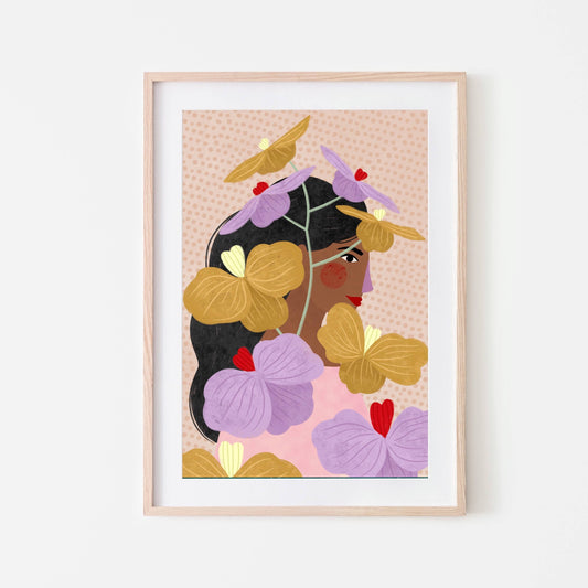 Hidden Behind Yellow Purple Flowers - Art Print: A3
