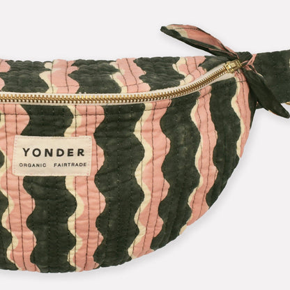 Cotton Quilted Bumbag in Fern Whirly