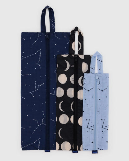 3D Zip Set Travel Pouches - Night Sky