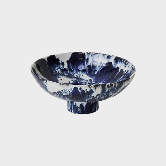 Ceramic Bowl on Base - Indigo
