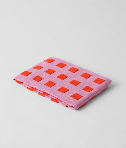 Squares Red & Pink Tea Towel