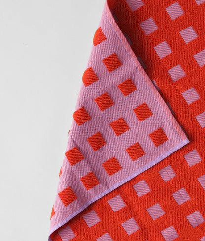 Squares Red & Pink Tea Towel