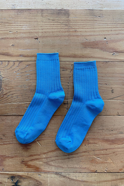 Her Socks - Mercerized Combed Cotton Rib: Electric Blue