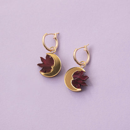 Daydream Sun & Moon Hoop Earrings in Lilac Marble & Gold