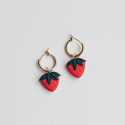Strawberry Fruit Hoop Earrings
