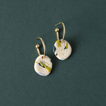 Terrazzo 'The One' Hoop Earrings in Teal, Lilac and Chartreuse