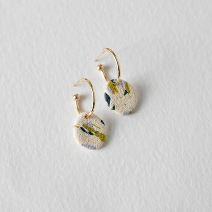 Terrazzo 'The One' Hoop Earrings in Teal, Lilac and Chartreuse