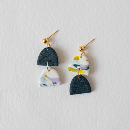 Two by Two Earrings in Teal, Lilac and Chartreuse